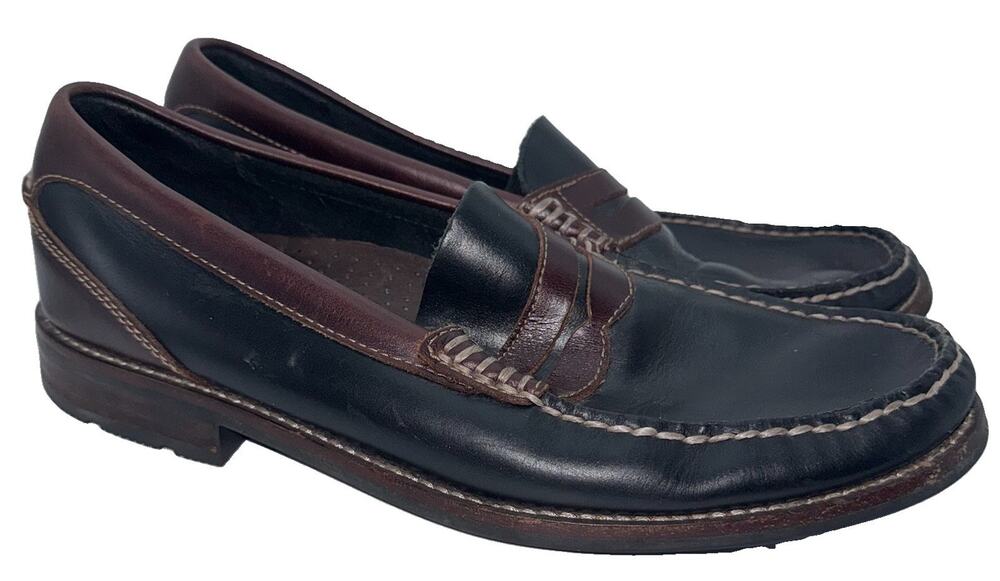 Sperry Top-Sider Men’s 9.5M Black Brown Leather Penny Loafers Slip On